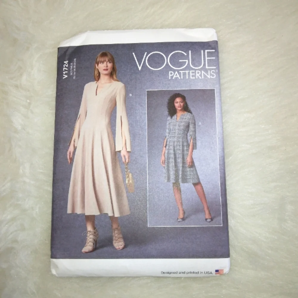 VOGUE V1724 Sz 16-24 Misses dress with princess seams and 3 piece sleeves
